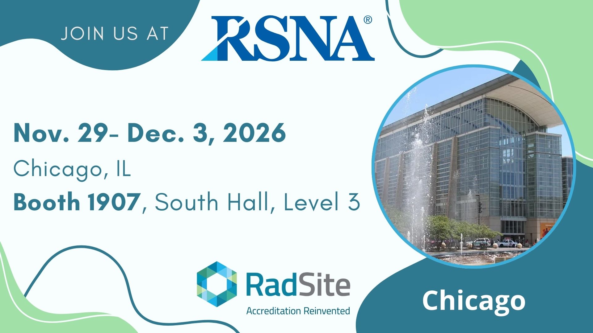RSNA 2026 Nov to December chicago il, booth 1907 south hall